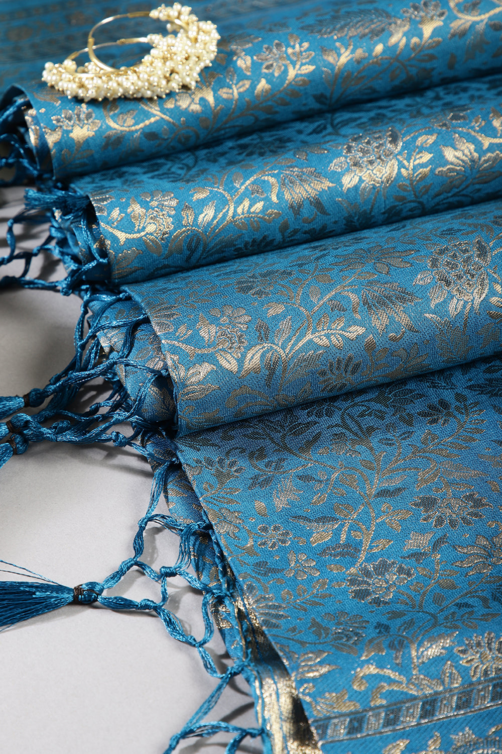 Mute Blue Colour South Silk Heavy Woven Saree