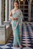 Light Blue Color Embroidered Organza Saree