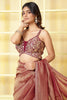 Wine Color Matelic Tissue Sequins & Zari Embroidered Saree with Readymade Blouse