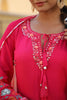 Hot Pink Color Muslin Embroidered & Floral Printed Kurta Set With Stitched Skirt