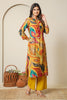 Mustard Abstract Printed Muslin Long Kurta