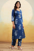Blue Color Floral Printed Long Kurta Set