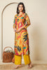 Mustard Abstract Printed Muslin Long Kurta