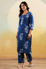 Blue Color Floral Printed Long Kurta Set