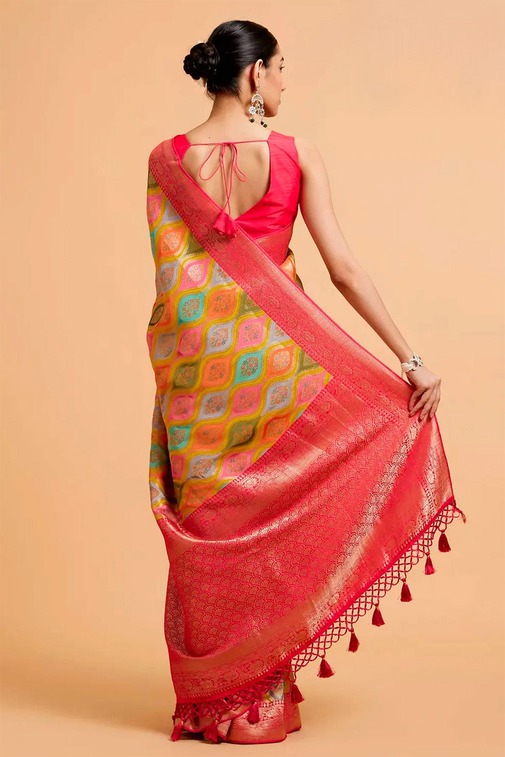 Multi-Color Khaddi Silk Woven Saree