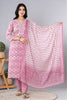 Onion Pink Cotton Floral Printed Suit