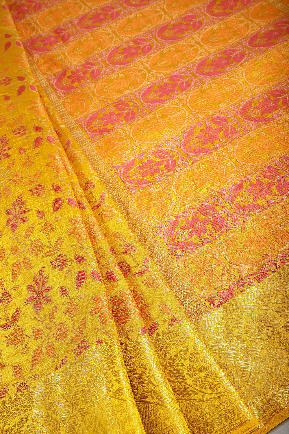 Yellow Color Tussar Woven Silk Saree