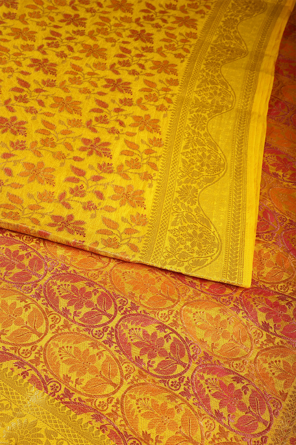 Yellow Color Tussar Woven Silk Saree