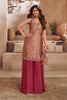 Maroon Silk Woven and Neck-Embroidered Suit With Palazzo