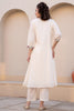 Cream Color Cotton Embroidered Kurta Set