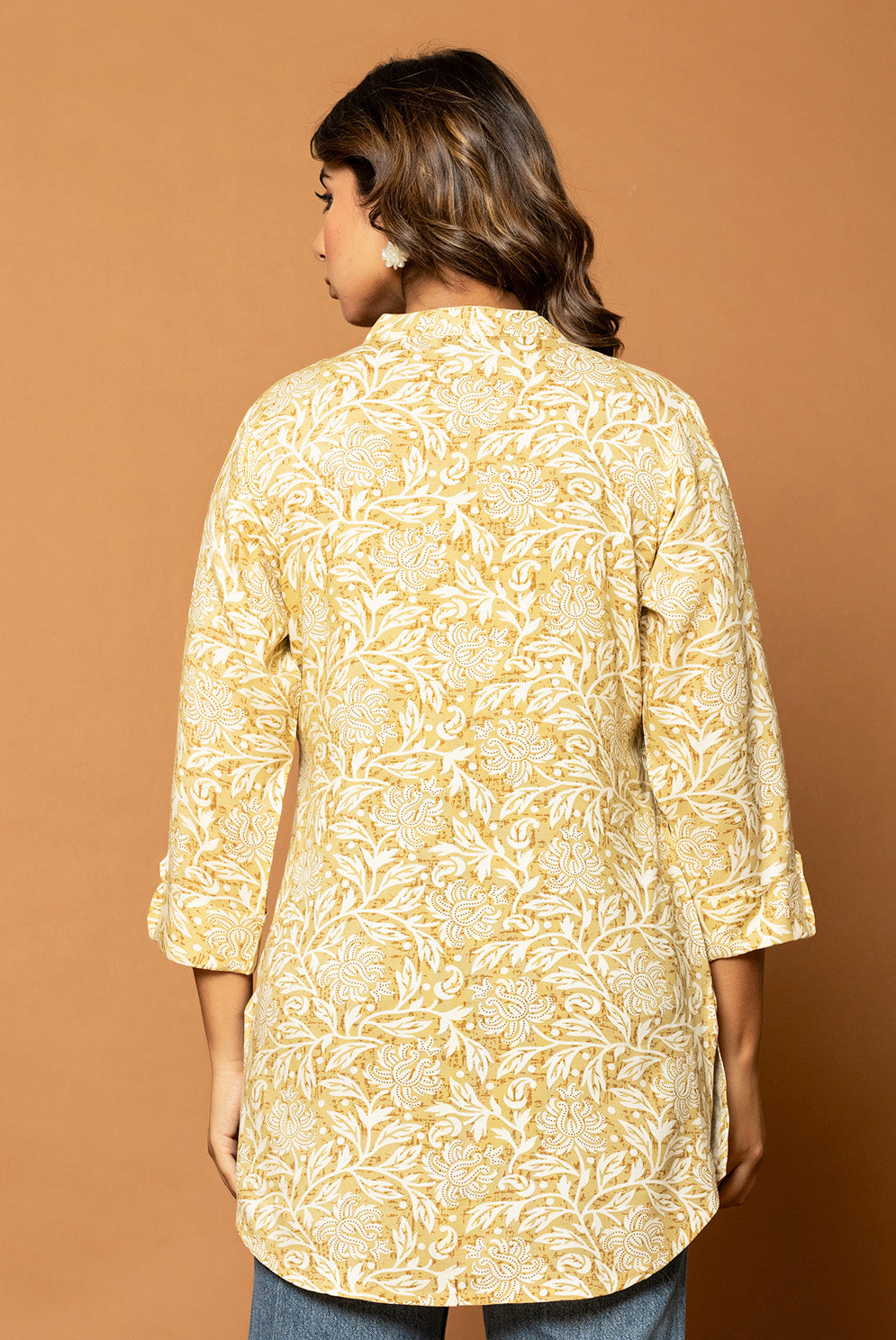 Beige & Cream Colour Floral Printed Kurti