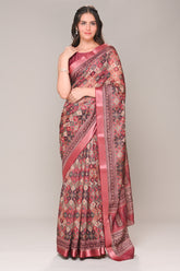 Maroon Color Cotton Silk Printed Saree