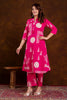 Magenta Block Printed Cotton Printed Kurta Set