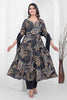 Black Floral Printed Muslin Anarkali Suit
