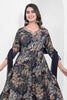 Black Floral Printed Muslin Anarkali Suit