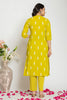 Lemon Cotton Printed Straight Suit
