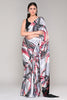 Grey Color Abstract Printed Crepe Saree