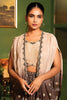 Beige & Brown Color Embroidered Crop-Top with Designer Palazzo and Jecket Set