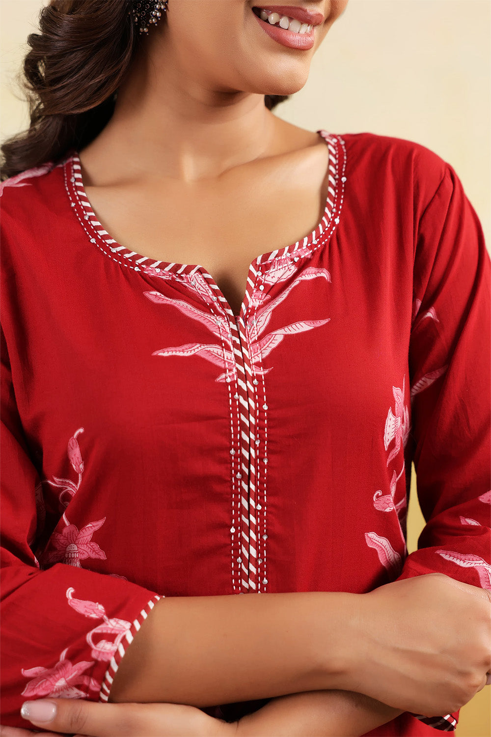 Maroon Color Floral Printed Long Kurta Set