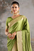 Olive Green Zari Woven Satin Silk Saree
