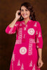 Magenta Block Printed Cotton Printed Kurta Set