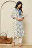 Cream & Navy Color Khadi Cotton Printed Kurta Set