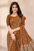 Brown Soft Georgette Floral Printed Saree