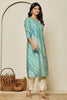Turquoise Colour Muslin Printed Kurti