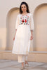 Cream Color Cotton Embroidered Kurta Set