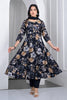 Navy Muslin Floral Printed Anarkali Suit