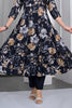 Navy Muslin Floral Printed Anarkali Suit