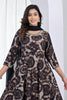 Brown & Black Muslin Floral Printed Anarkali Suit