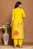 Mustard Floral Printed Cotton Suit Set