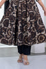 Brown & Black Muslin Floral Printed Anarkali Suit