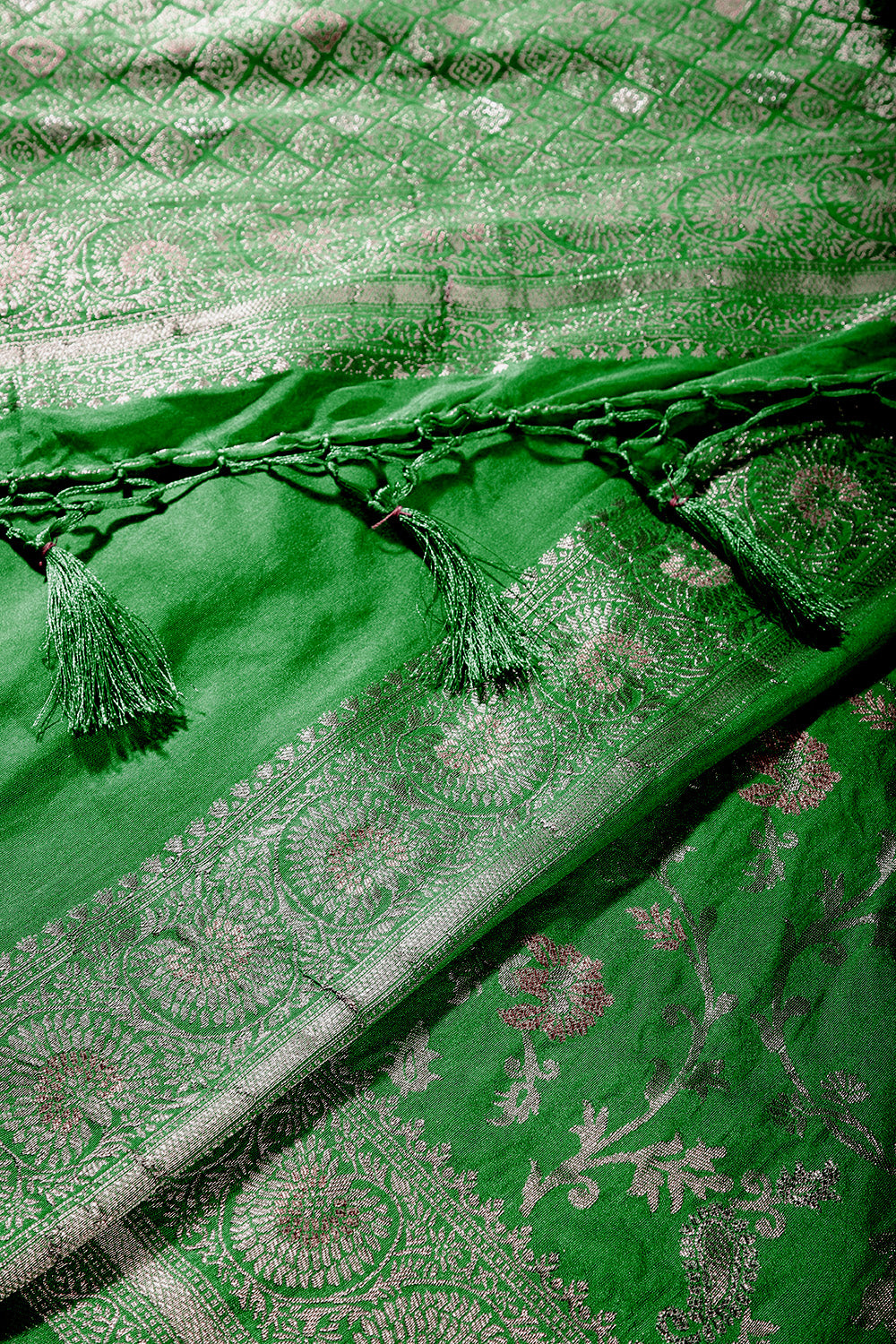 Green Color Zari Woven South Silk Saree