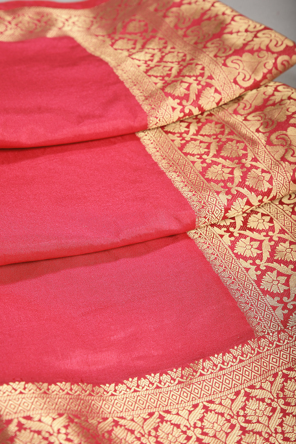 Carmine Pink Colour Silk Woven Saree
