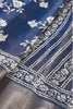 Navy Color Cotton Silk Block Printed Saree