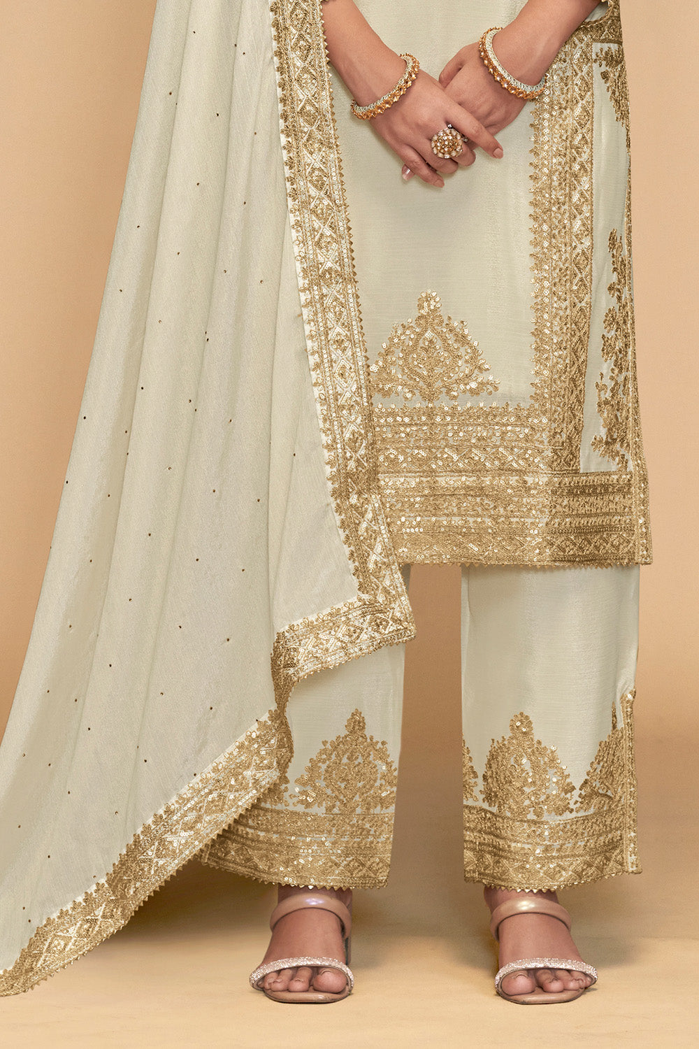 Crepe Silk Embroidered Suit Set