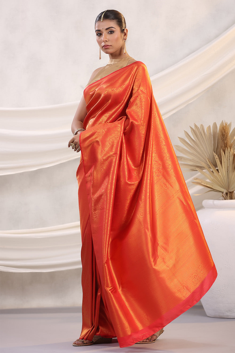 Red Color Silk Zari Woven Saree