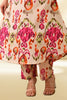 Cream & Magenta Color Printed Kurta Set