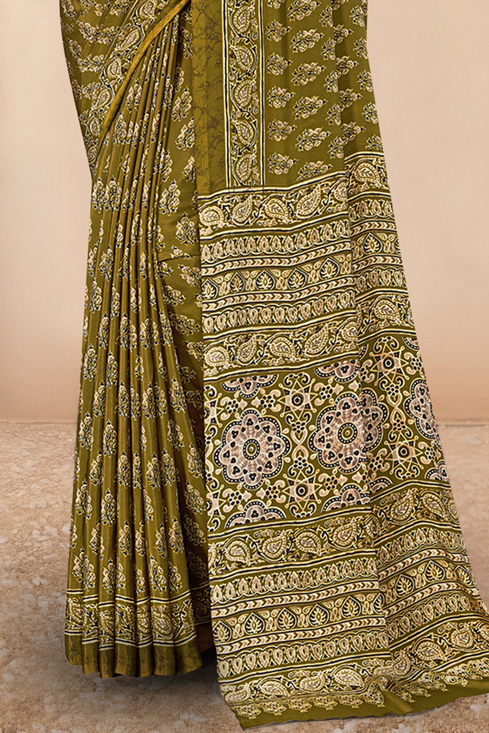 Sage Green Soft Georgette Floral Printed Saree