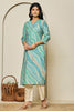 Turquoise Colour Muslin Printed Kurti