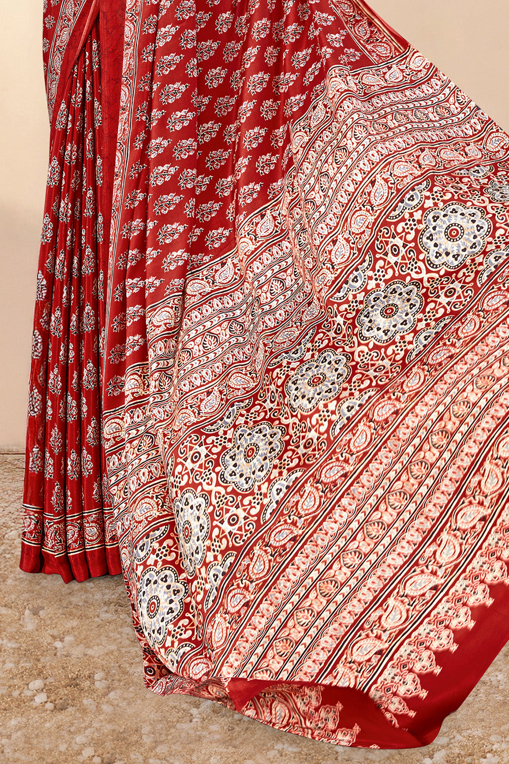 Maroon Soft Georgette Floral Printed Saree