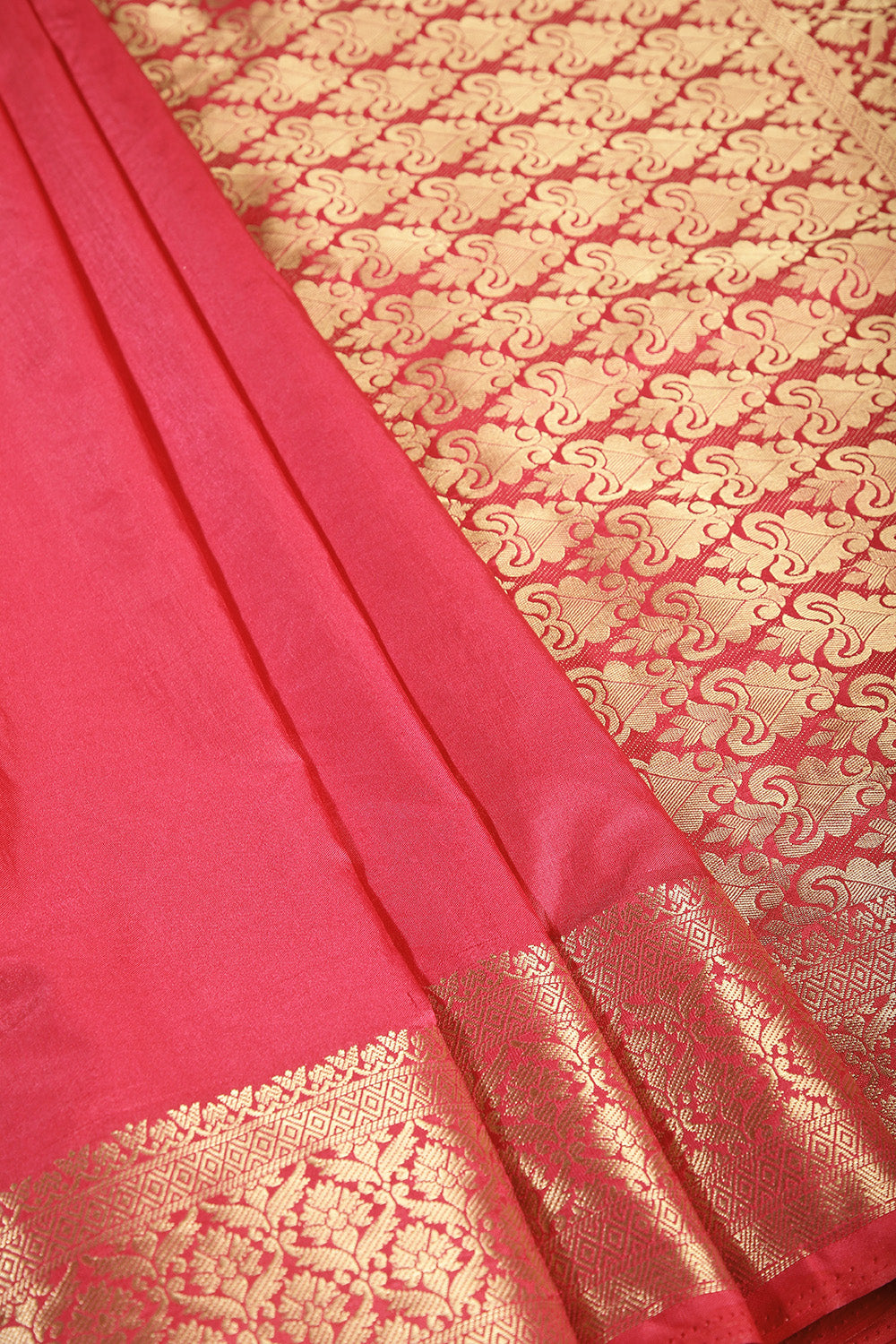 Carmine Pink Colour Silk Woven Saree