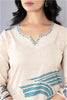 Cream & Blue Cotton Printed Suit