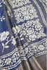 Navy Color Cotton Silk Block Printed Saree
