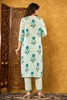 Teal Floral Printed Straight Suit Set