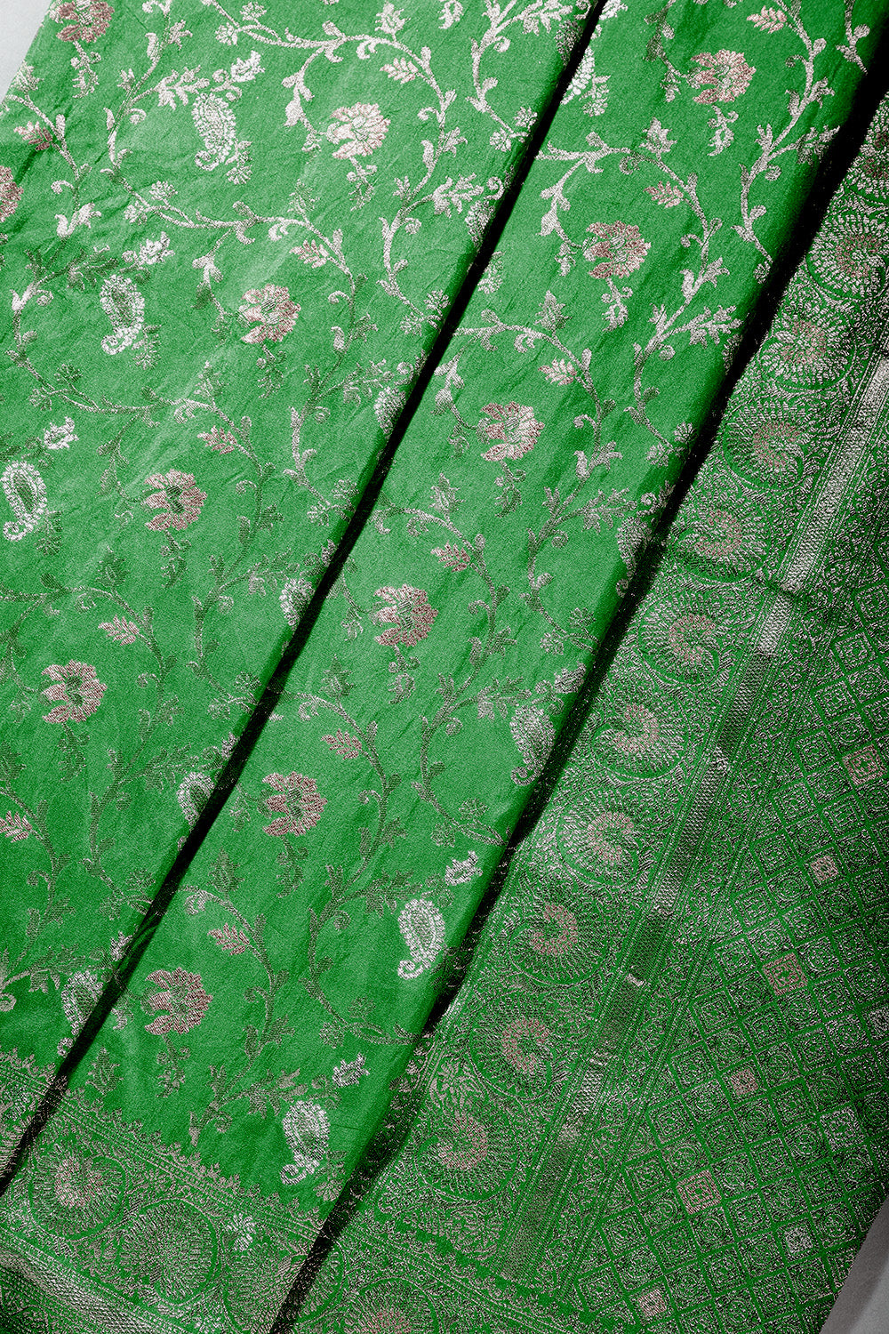 Green Color Zari Woven South Silk Saree
