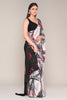 Grey Color Abstract Printed Crepe Saree