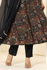 Black & Brown Muslin Floral Printed Anarkali Suit